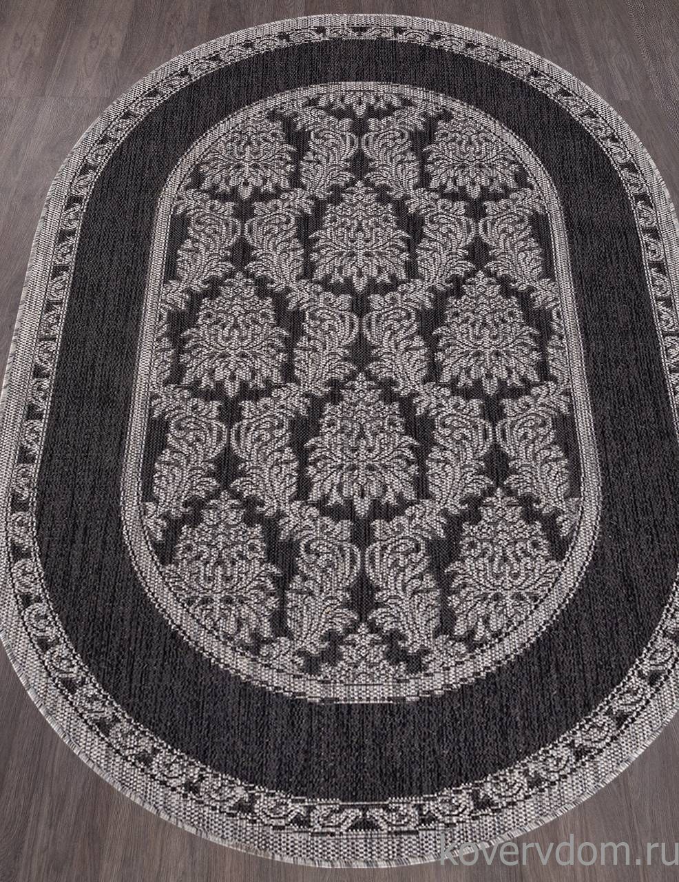 Ковер циновка VEGAS S001 BLACK-GRAY Овал Ковер циновка VEGAS S001 BLACK-GRAY Овал