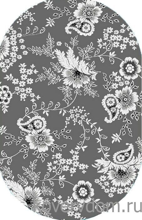 Ковер с цветами Графит 30760-37 ОВАЛ  Ковер с цветами Графит 30760-37 ОВАЛ