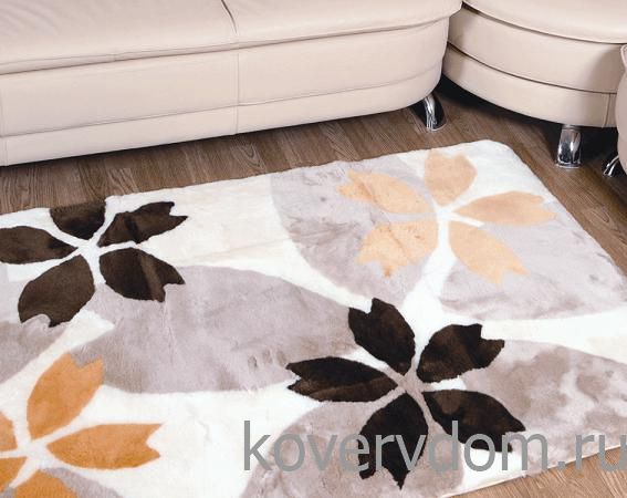 Ковер из стриженной  овчины FR06-021B с желтыми  цветами Ковер из стриженной  овчины FR06-021B с желтыми  цветами